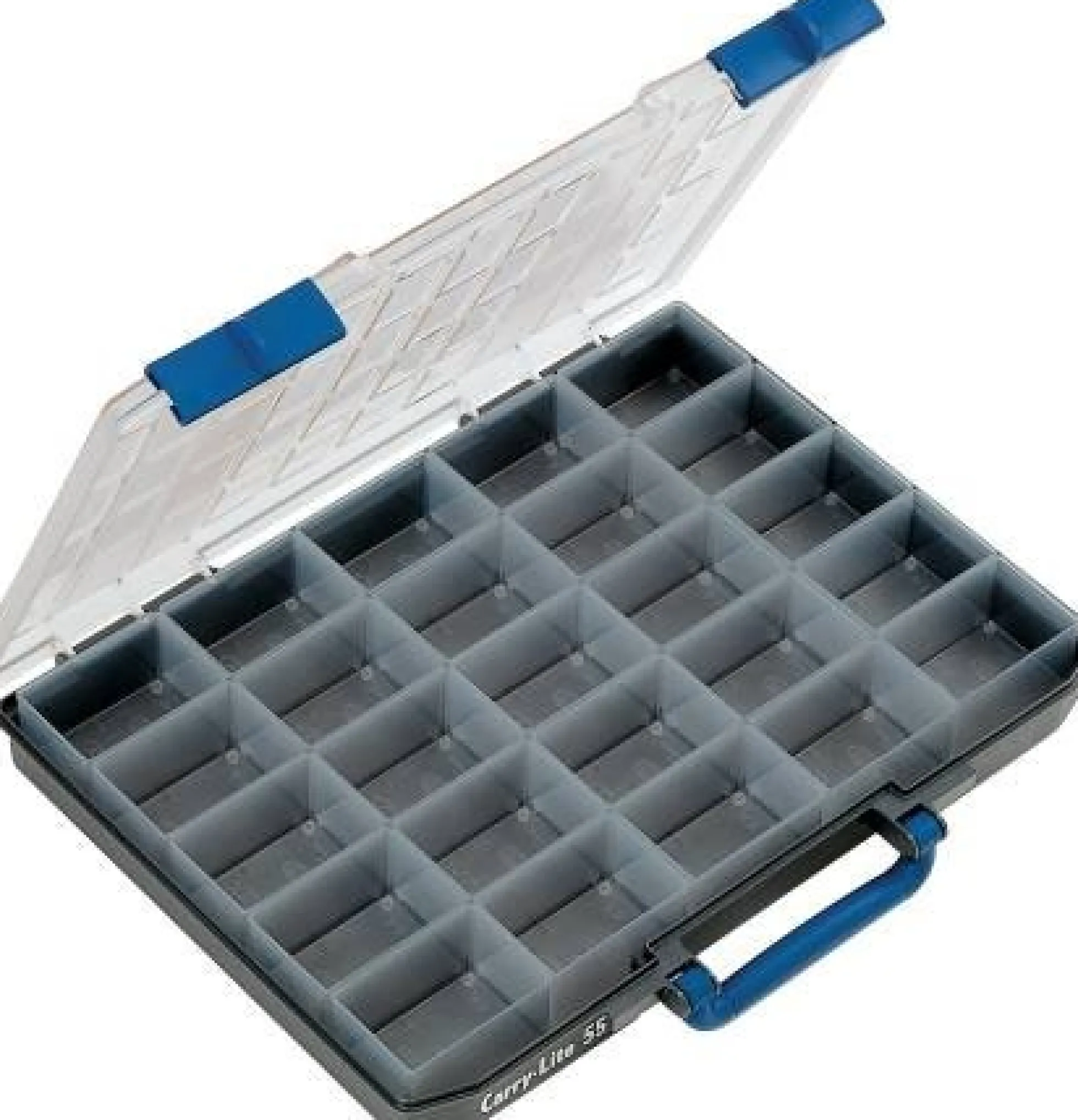 Sortimentskasse med låg, CarryLite 55 5x10-25/1, inkl. 25 indsatse, blå - Raaco