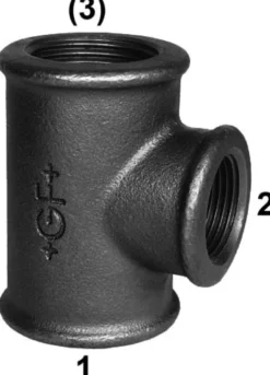 Sort tee m. muffer - 1¼" x ½" x 1¼"