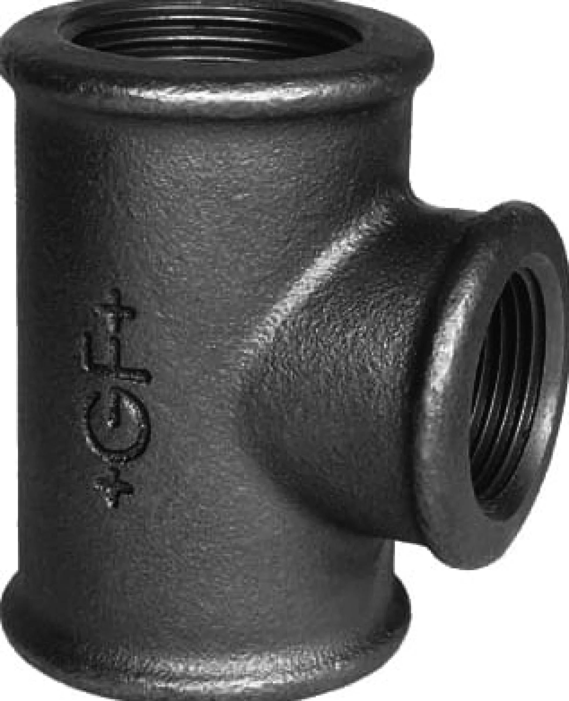 Sort tee m. muffer - 1" x ½" x 1"