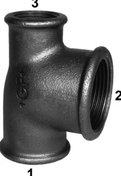 Sort tee m. muffer - ¾" x ¾" x ½"