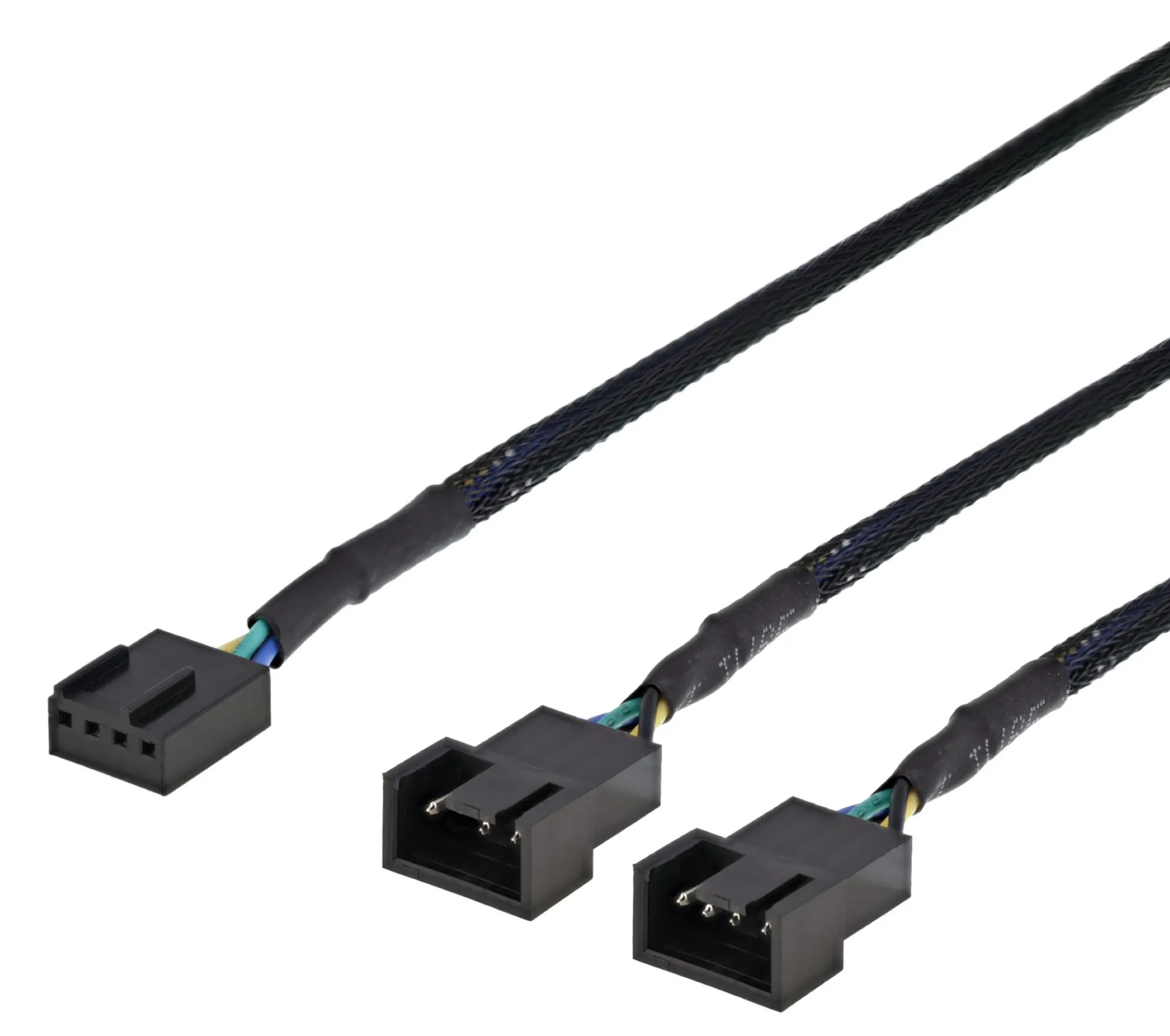 Splitter til PWM blæsere, 4-pin til 2x4-pin, sort