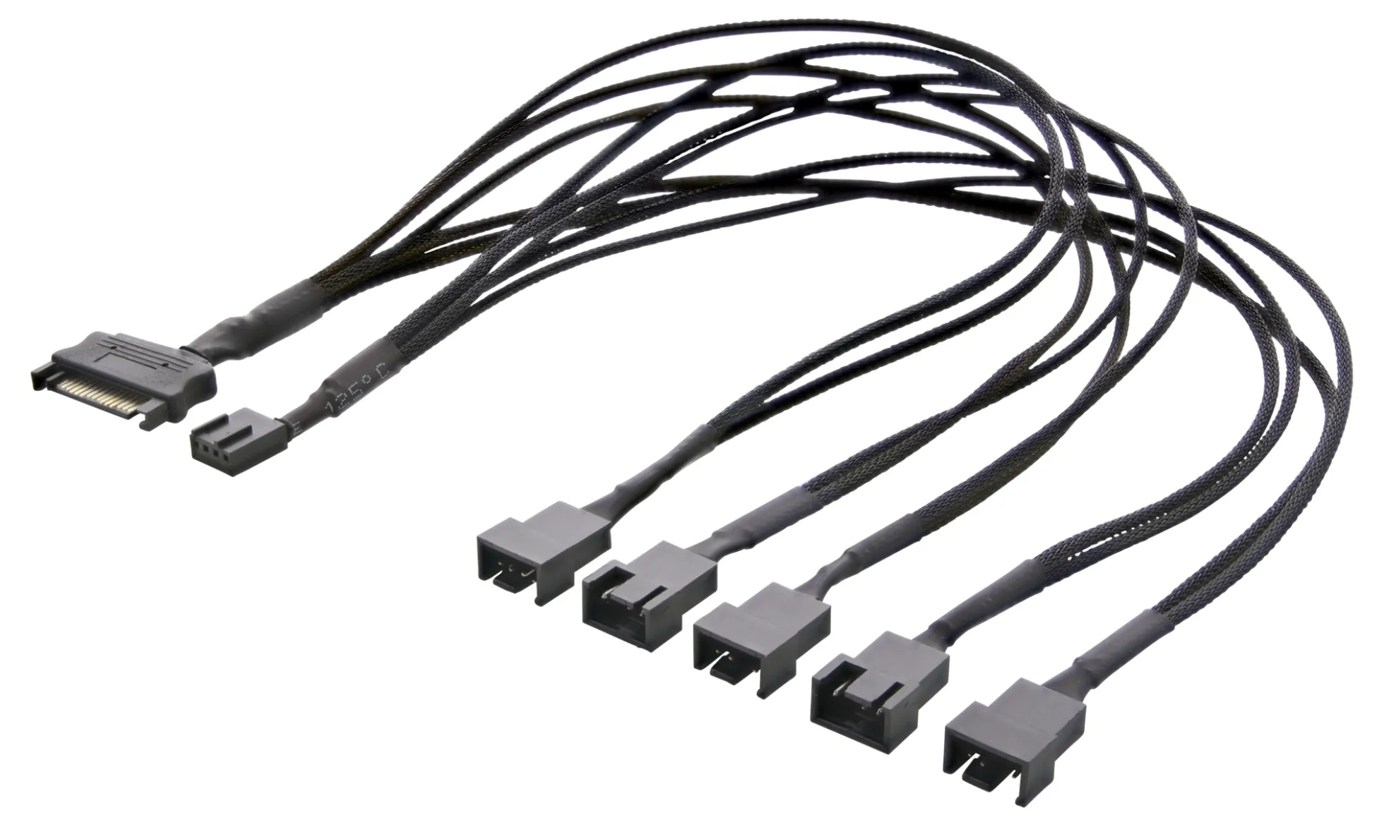 Splitter til PWM blæsere, 4-pin til 5x4-pin hun, SATA strøm