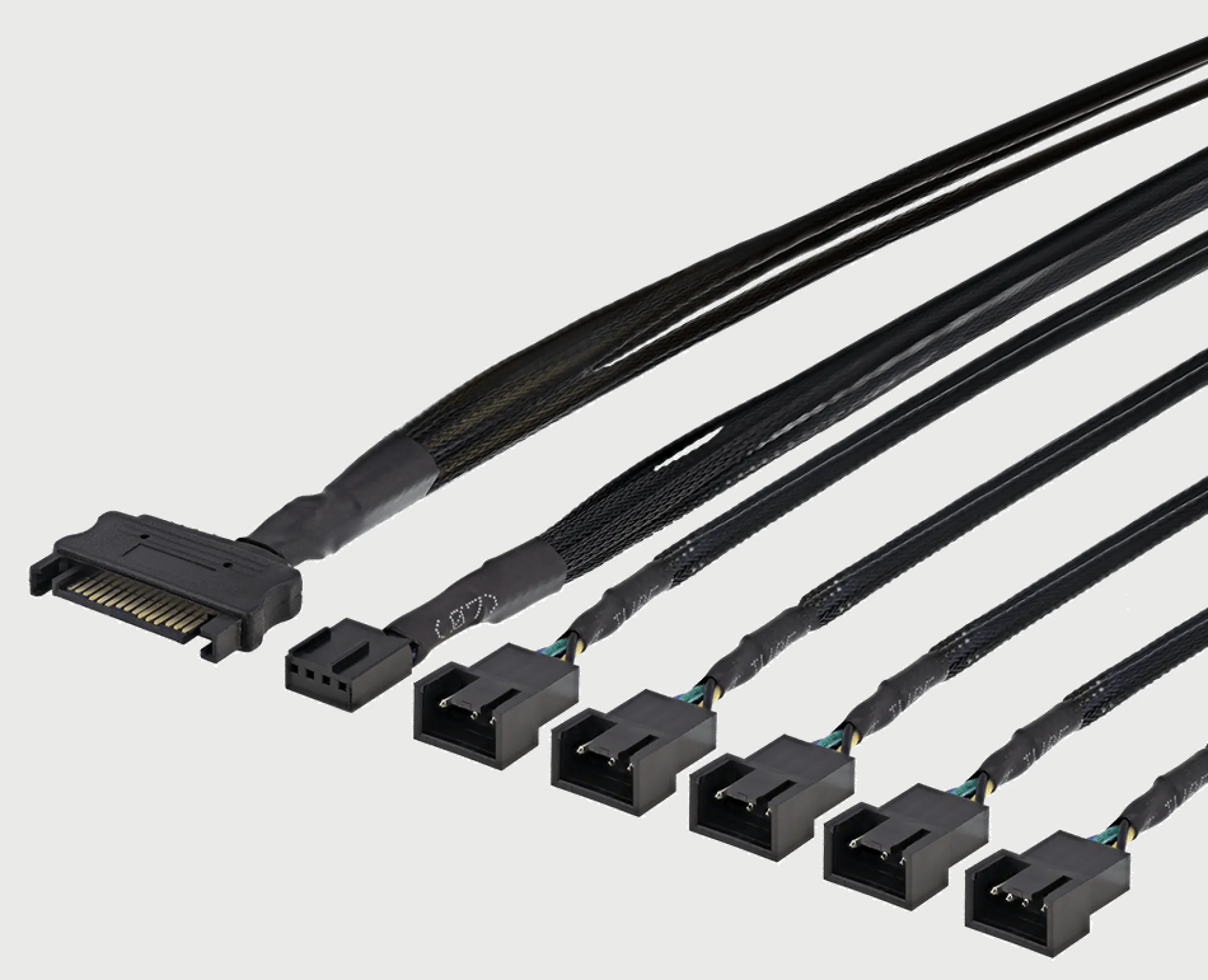 Splitter til PWM blæsere, 4-pin til 5x4-pin hun, SATA strøm