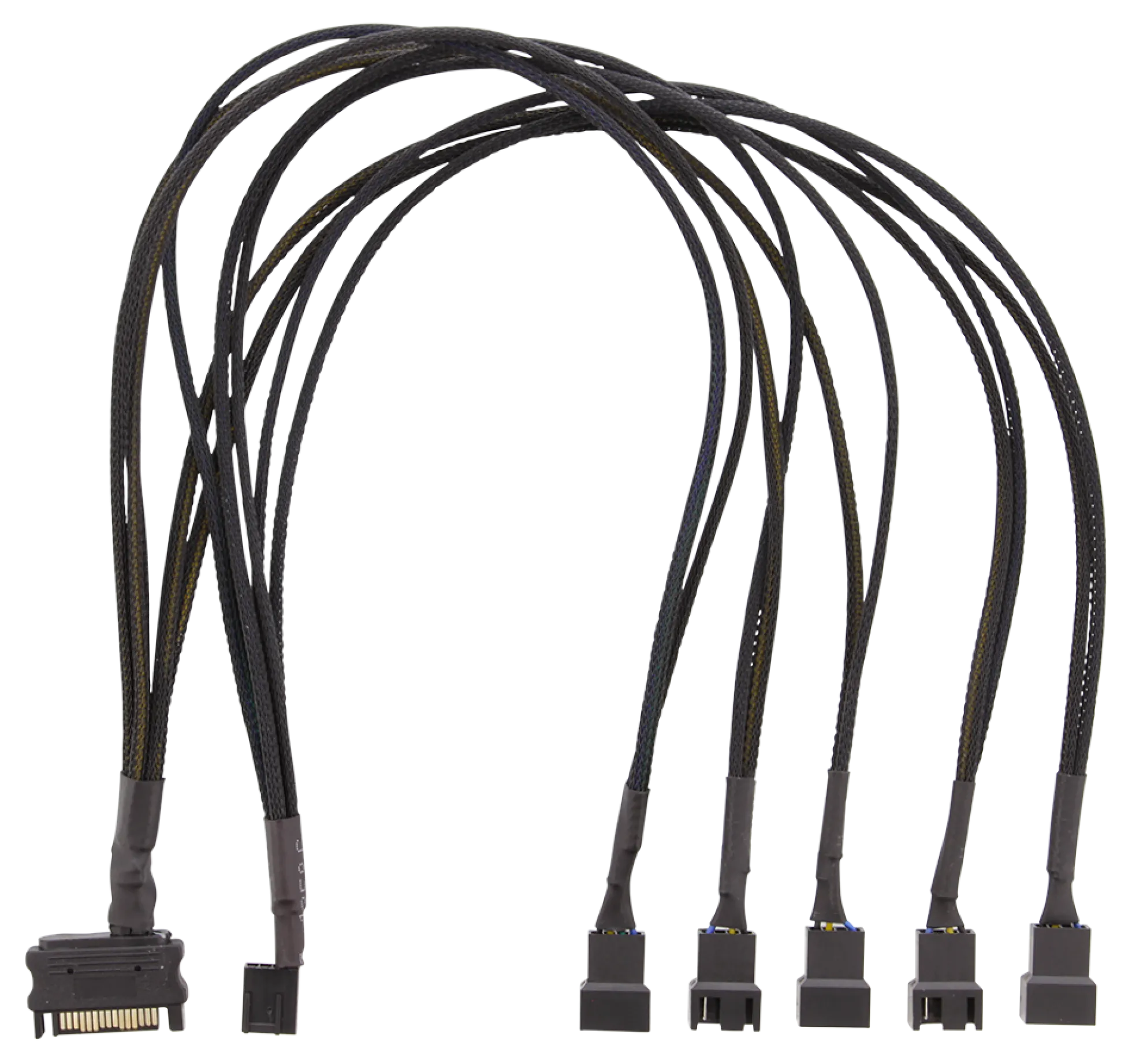 Splitter til PWM blæsere, 4-pin til 5x4-pin hun, SATA strøm