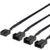 Splitter til PWM-blæsere, 4-pin til 3x4-pin hun, sort - Deltaco