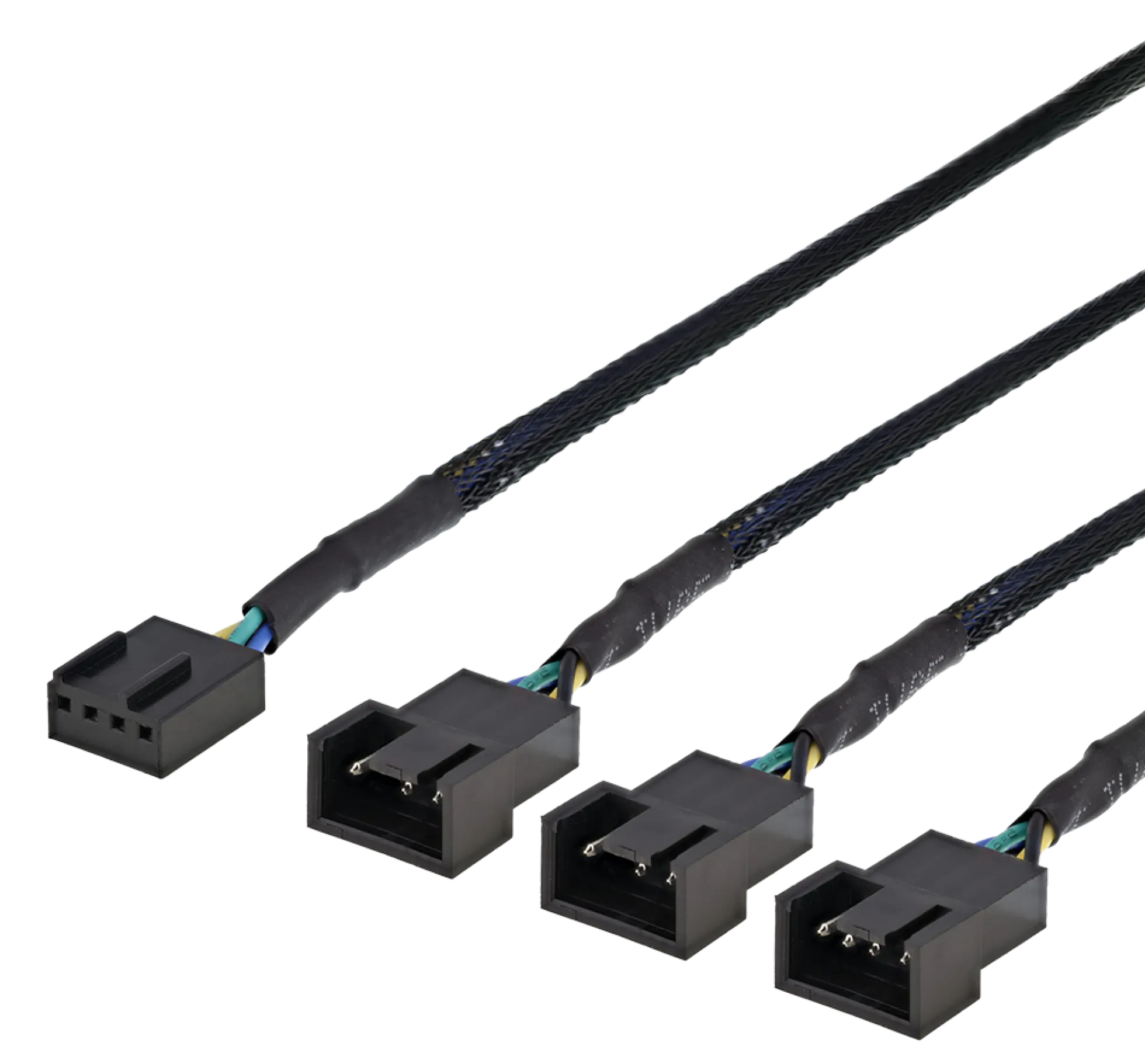 Splitter til PWM-blæsere, 4-pin til 3x4-pin hun, sort - Deltaco