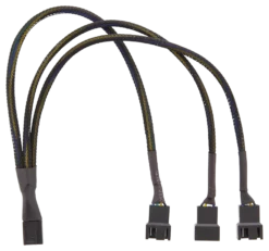 Splitter til PWM-blæsere, 4-pin til 3x4-pin hun, sort - Deltaco