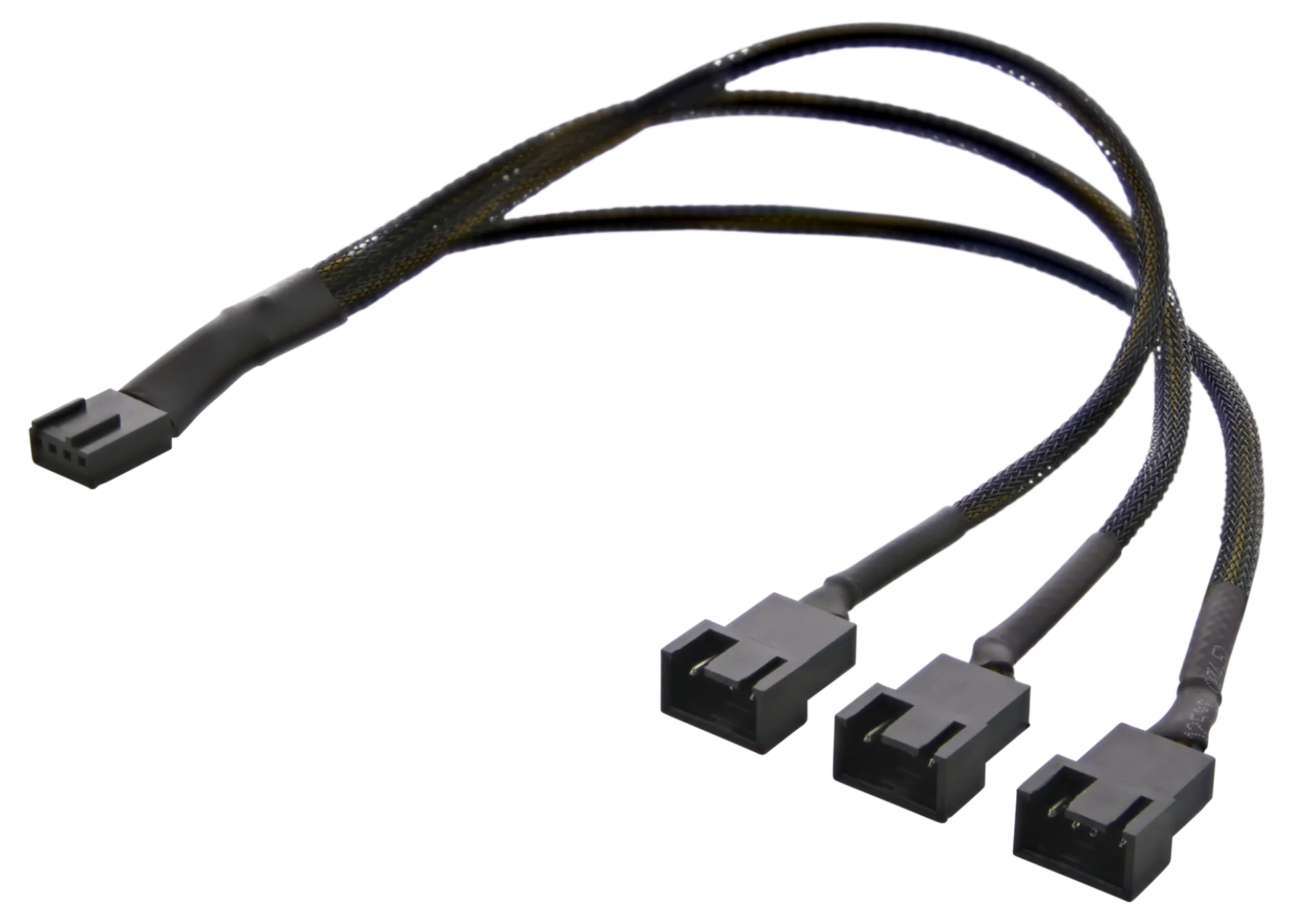Splitter til PWM-blæsere, 4-pin til 3x4-pin hun, sort - Deltaco