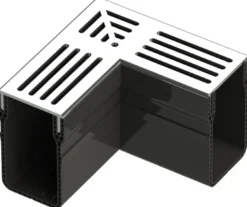 Star Drain hjørne, 65 x 103 mm, PVC med grå aluminiumsrist