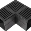 Star Drain hjørne, 100 x 103 mm, PVC med sort aluminiumsrist