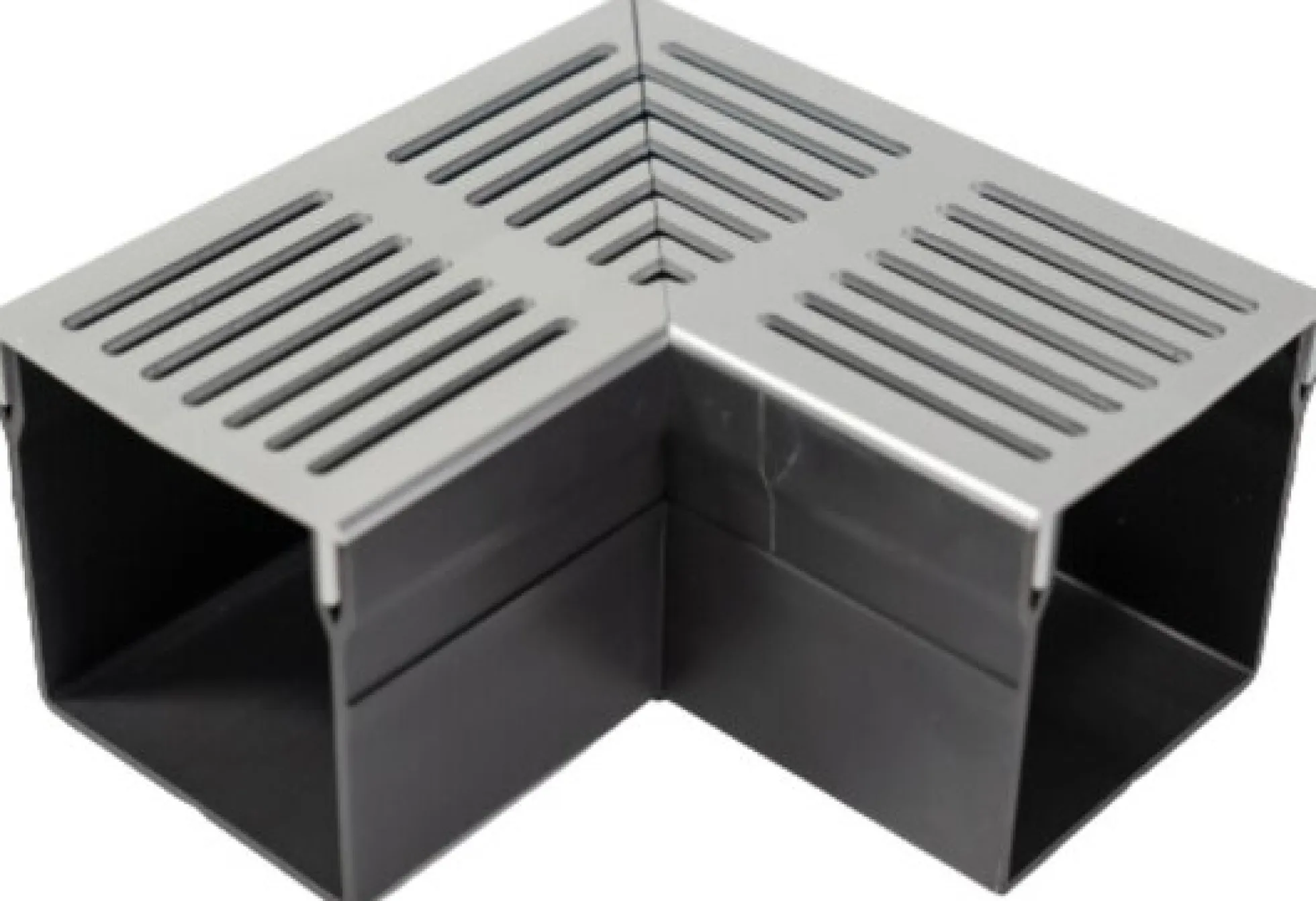Star Drain PVC-hjørne, 100 x 103 mm, med grå aluminiumsrist