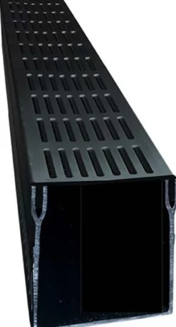 Star Drain PVC-rende med sort aluminiumsrist, 100 x 103 x 1000 mm