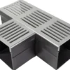 Star Drain PVC-tee med grå aluminiumsrist, 100 x 103 mm