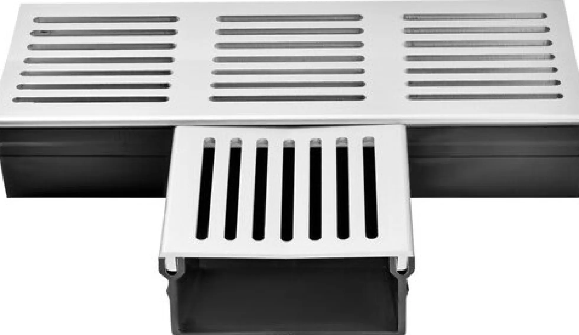 Star Drain 100 x 53 mm PVC-tee med grå aluminiumsrist