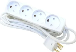 4-Stikdåse M/J med 5 meter ledning hvid