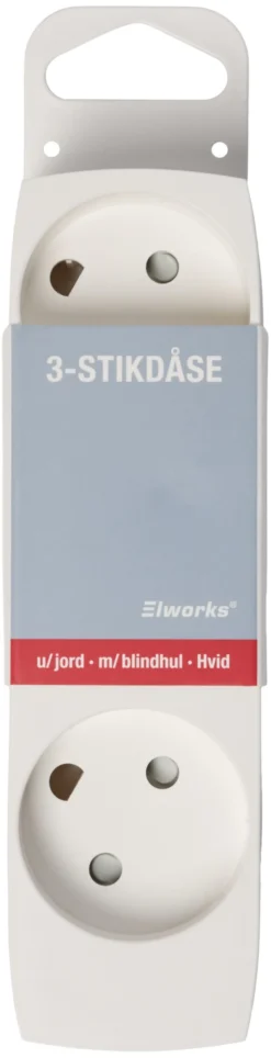 Stikdåse 3 udtag, blindhul, uden jord, hvid