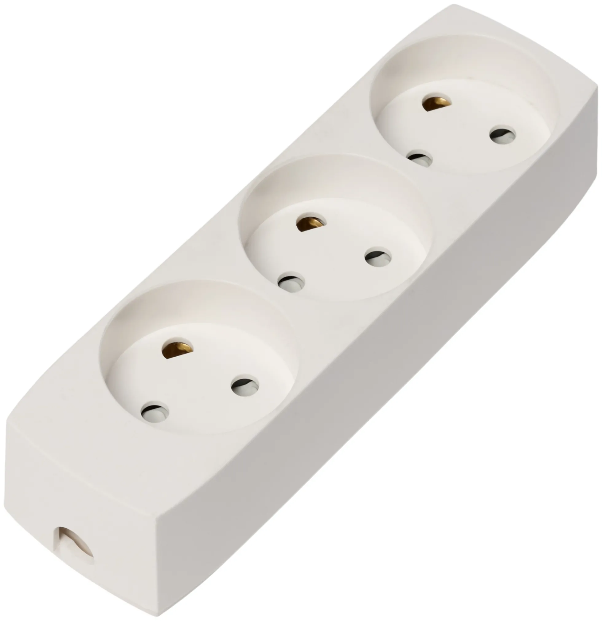 Stikdåse 3 udtag med jord, hvid, 10/250V, børnesikret
