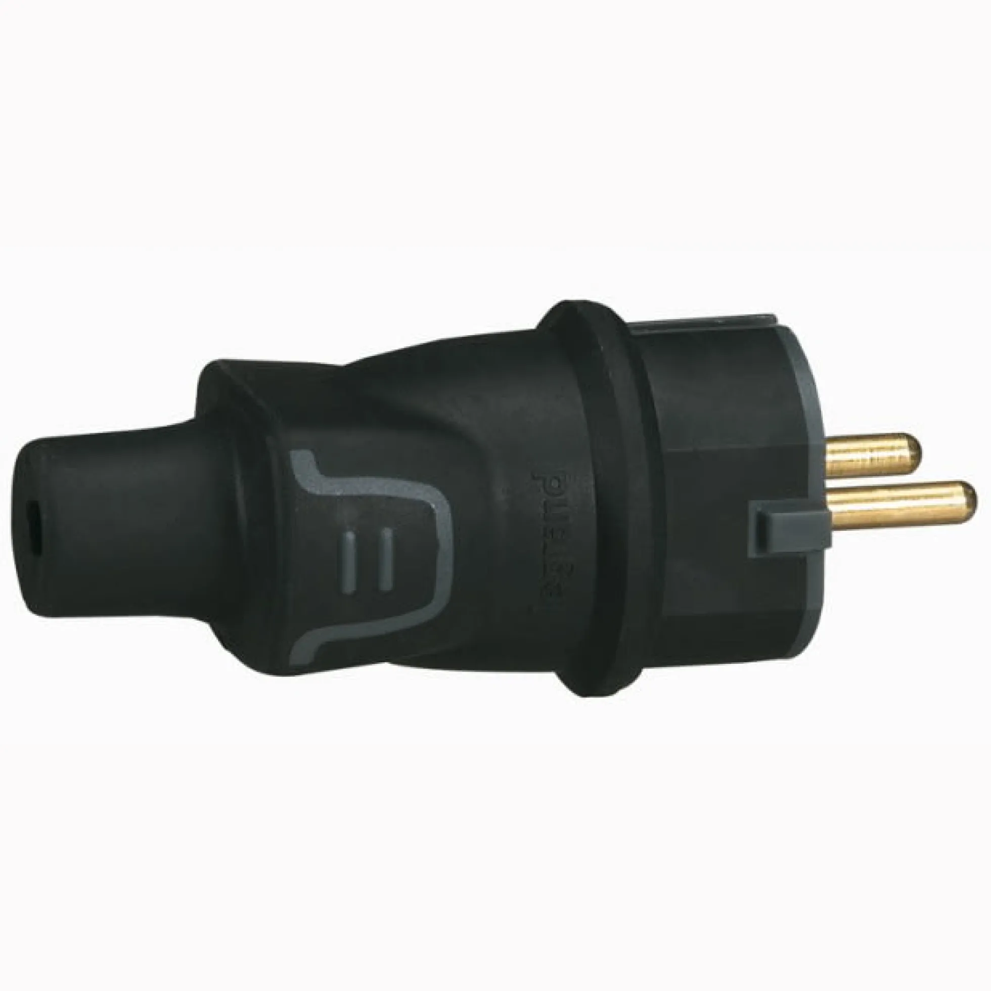 Stikprop Schuko M/J, gummi, rund, sort, IP44, 16 A, 230 V, udendørs - Legrand