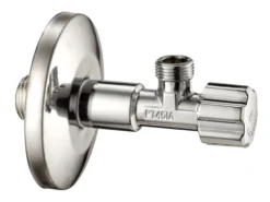 Stopventil m. stor roset, 1/2" x 3/8" (lang eller kort model)