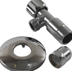 Stopventil 1/2" x 3/8" med krom roset, 56 mm