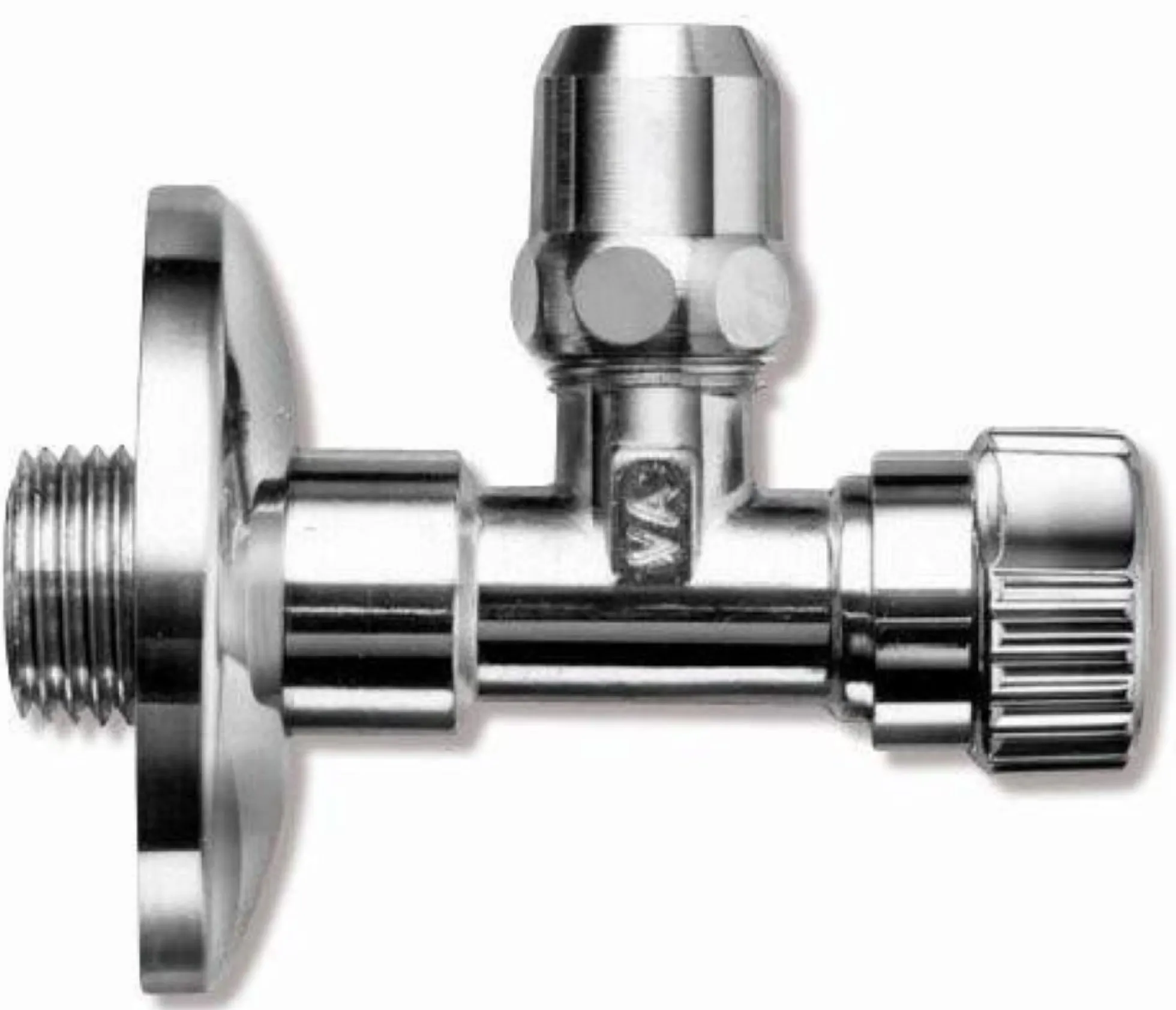 Stopventil ½" x ½" med Ø77 mm roset, lang version