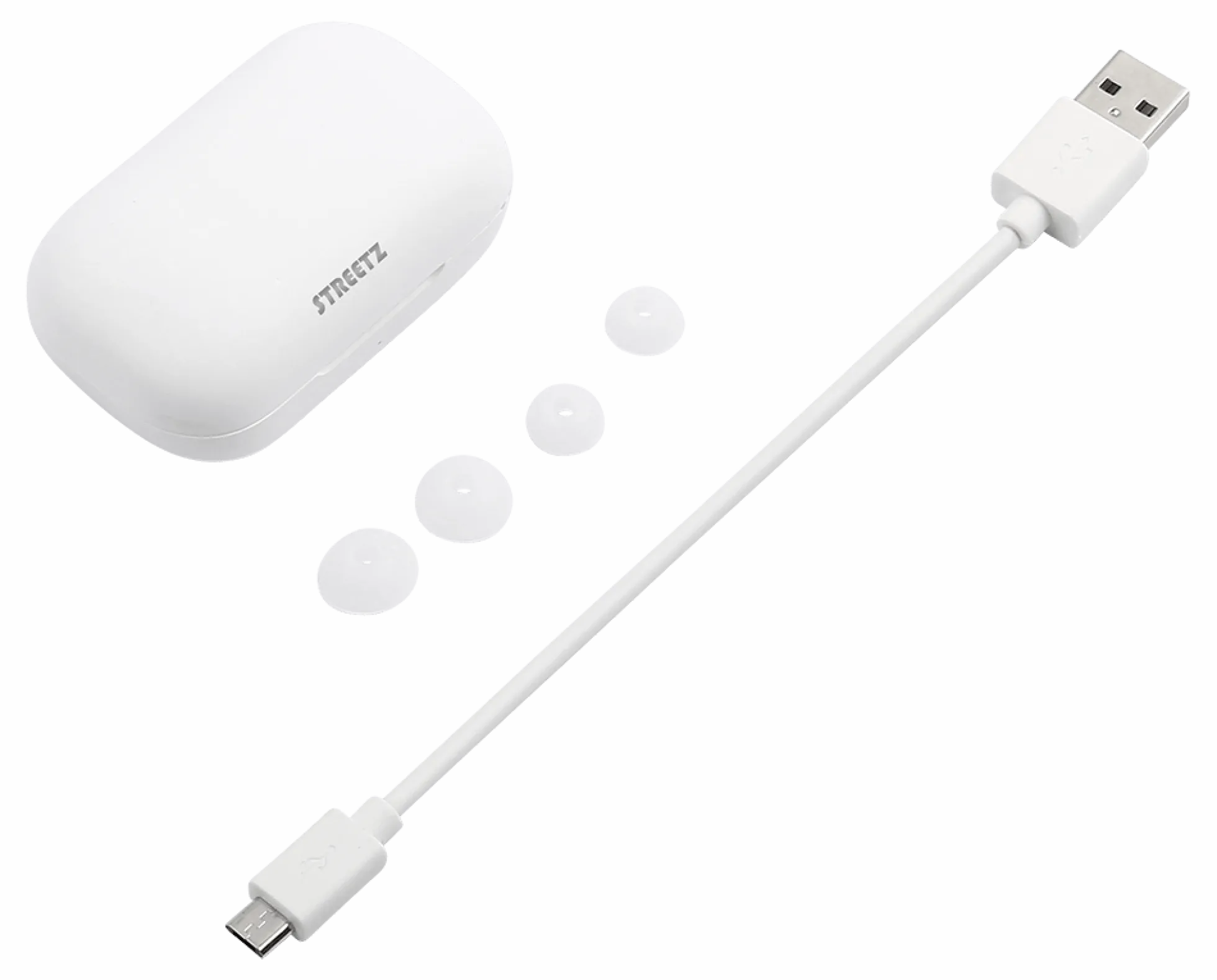 STREETZ trådløse in-ear øretelefoner med opladningsetui, BT 5, TWS, hvid