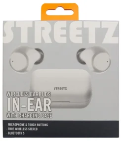 STREETZ trådløse in-ear øretelefoner med opladningsetui, BT 5, TWS, hvid