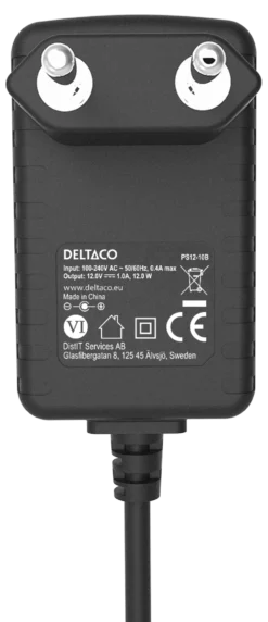 Strømforsyning, 100-240V AC 50/60Hz til 12V DC, 1A, 1,5 meter