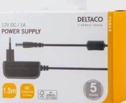 Strømforsyning, 100-240V AC 50/60Hz til 12V DC, 1A, 1,5 meter