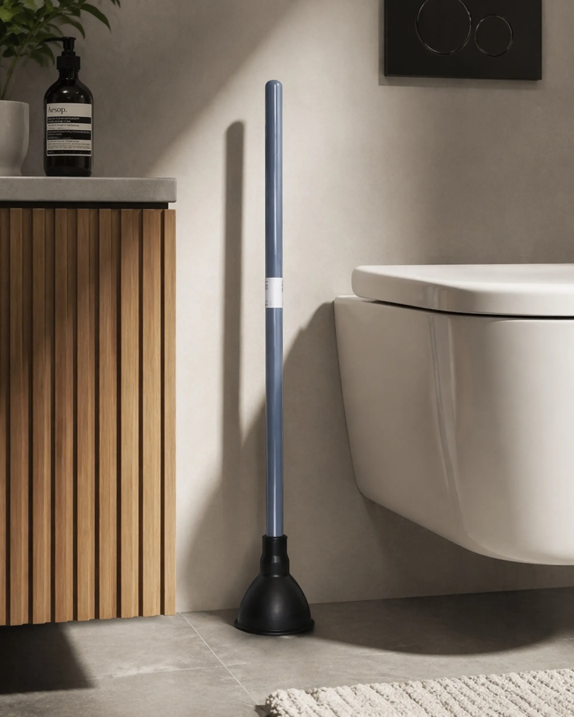 Svupper til toilet/WC med Ø90 mm sugekop og 1 meter langt skaft