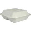 Takeaway boks 3-rums med hængslet låg, 22,3x20x7,8cm, hvid sukkerrør - ABENA