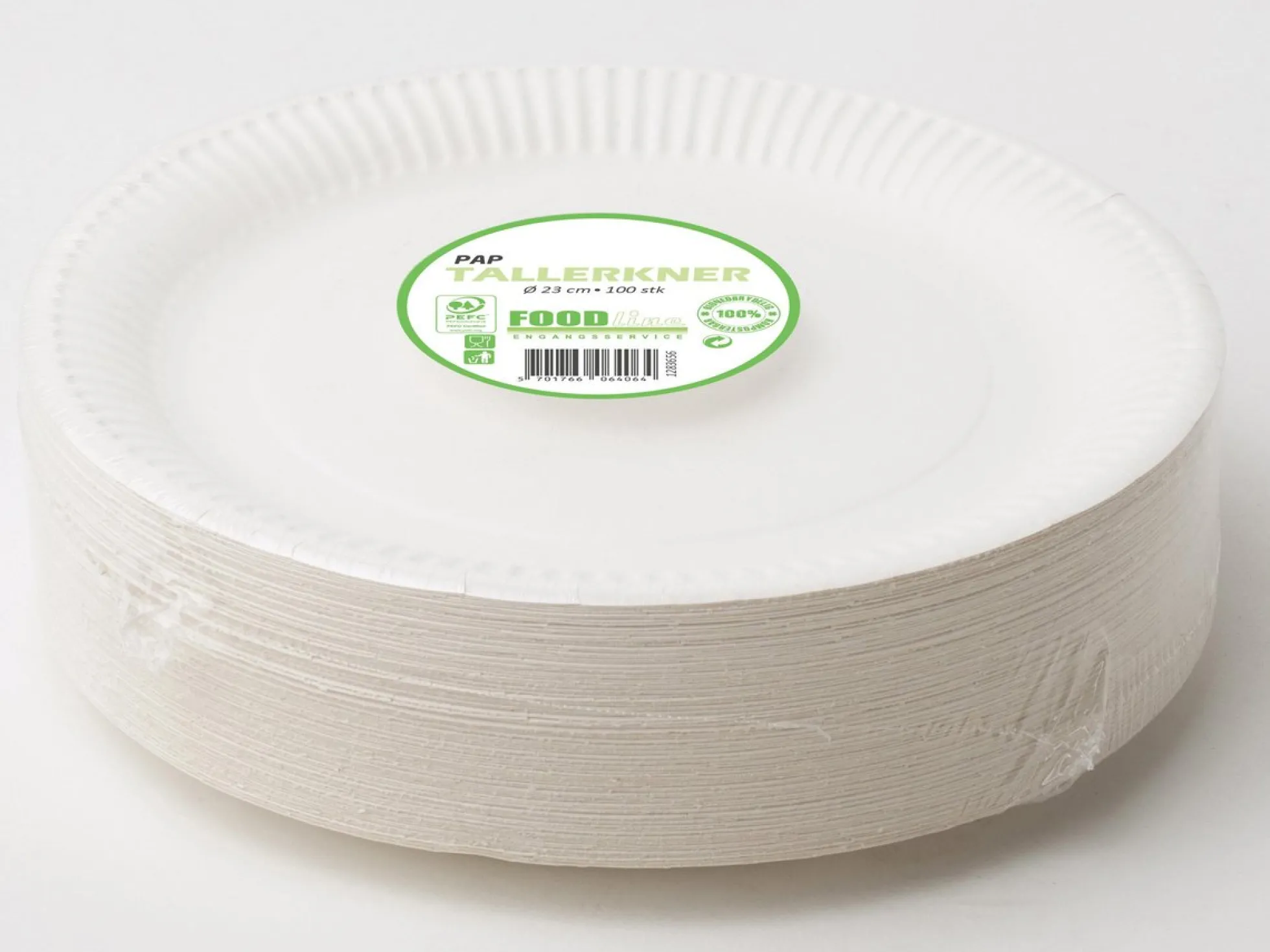 Tallerken middag pap, Ø23cm, hvid, 100 stk/pak - Antalis