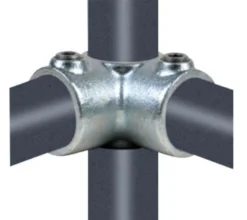 Tee hjørne med gennemgang , galvaniseret, vandrørs-fitting til stativ og reol - Pipe Clamps
