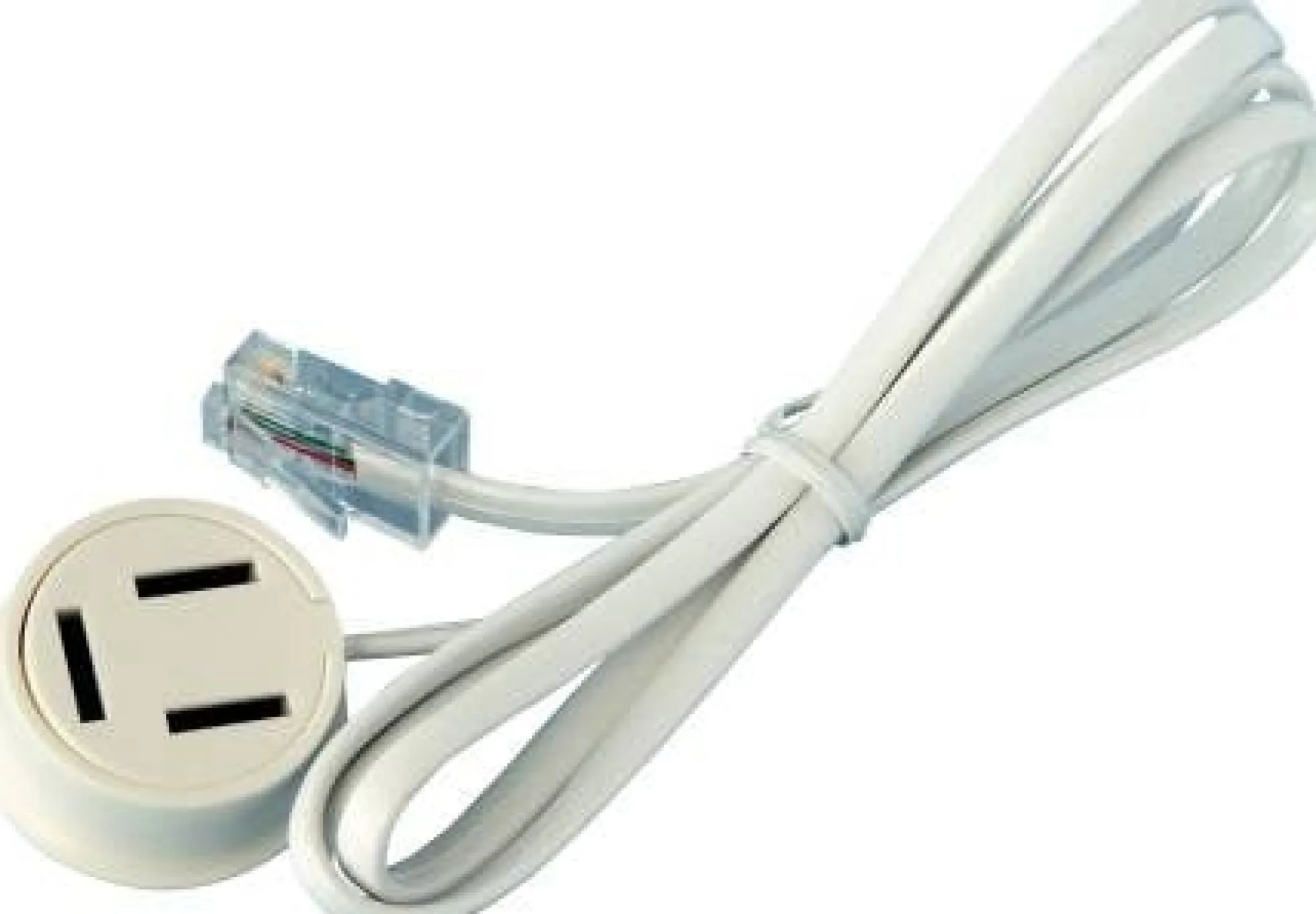 Telefon adapterkabel DK 3-pol hun til RJ45 (8P2C) - 30 cm / Hvid