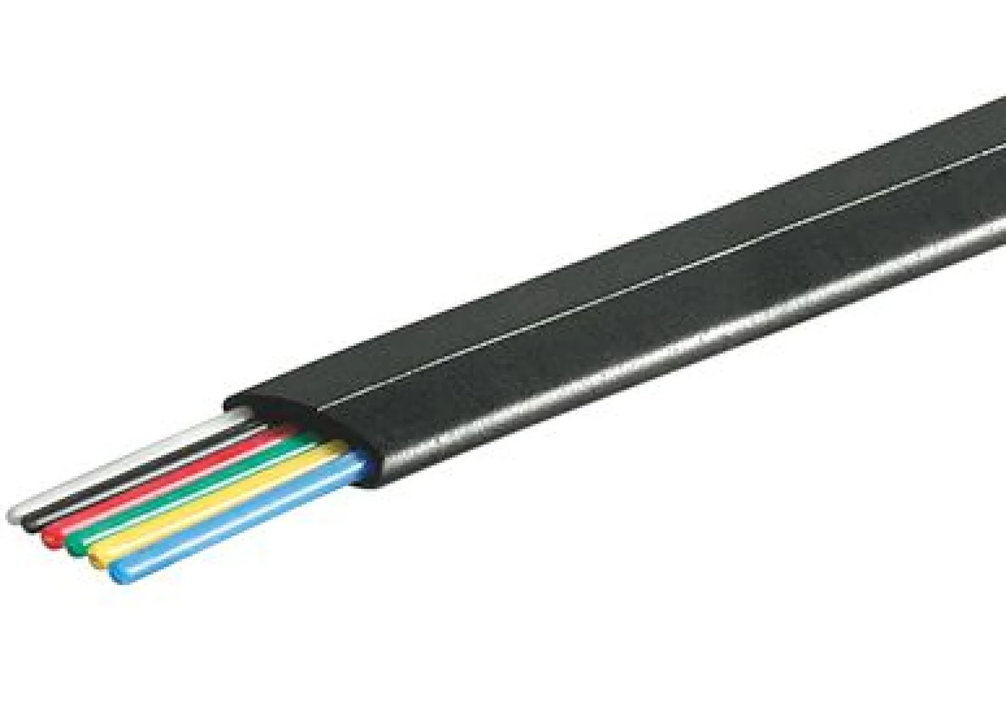 Telefonkabel, fladt, 6 ledere, 100 meter, sort, CCA - MicroConnect