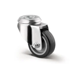 Tente drejeligt hjul, polyuretan, Ø50 mm, glideleje, 40 kg, med bolthul, byggehøjde: 69 mm
