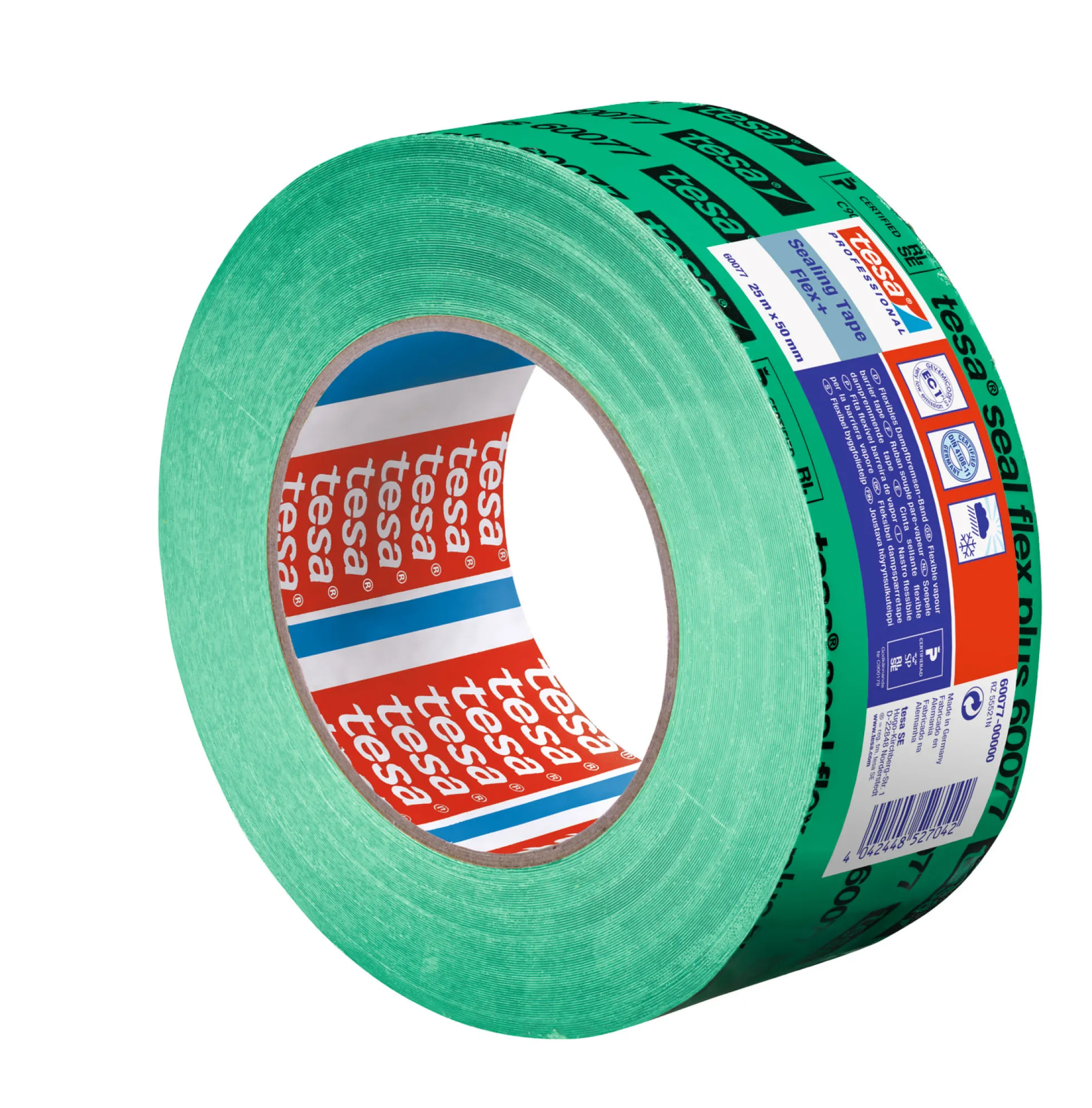 Tesa dampspærretape 60077 SealFlex, 50 mm x 25 meter, grøn
