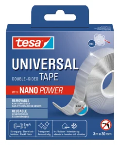 tesa dobbeltklæbende Nano Power tape, 30 mm x 3 meter, klar
