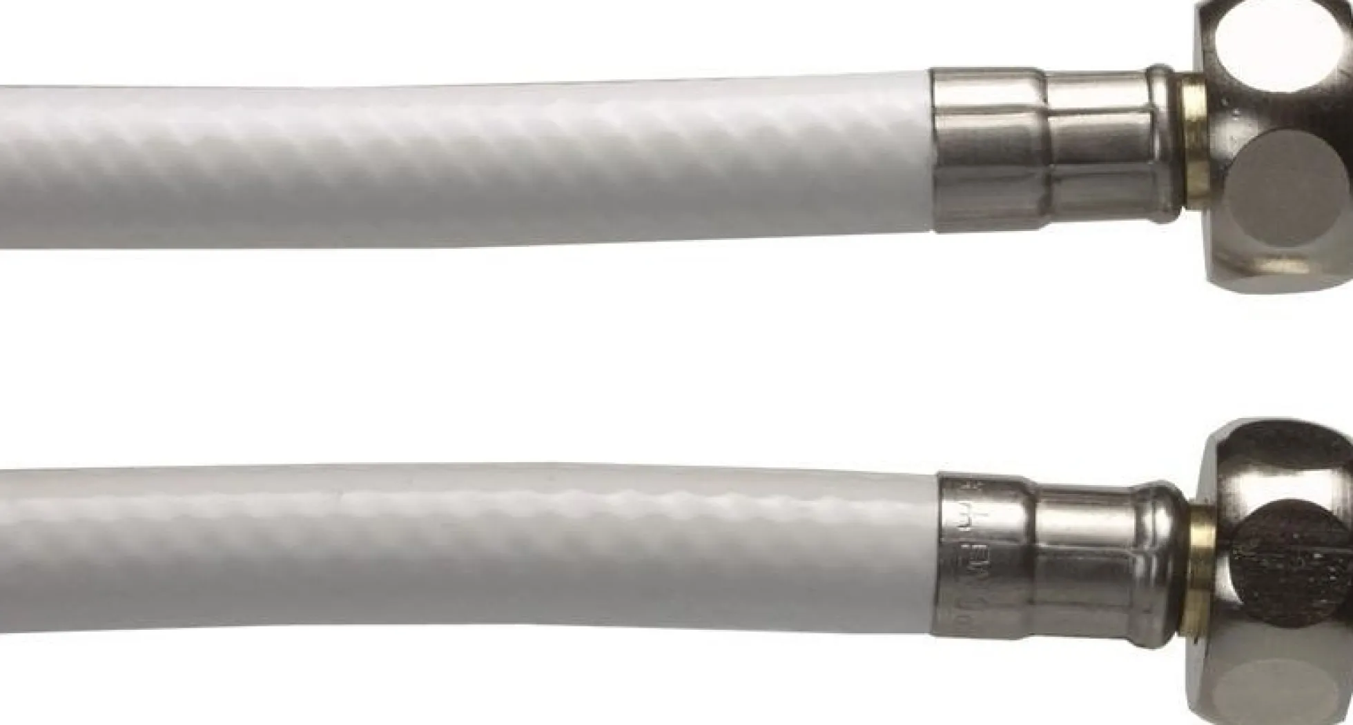 Tilslutningsslange af hvid PVC med omløbere, ½" x ½"