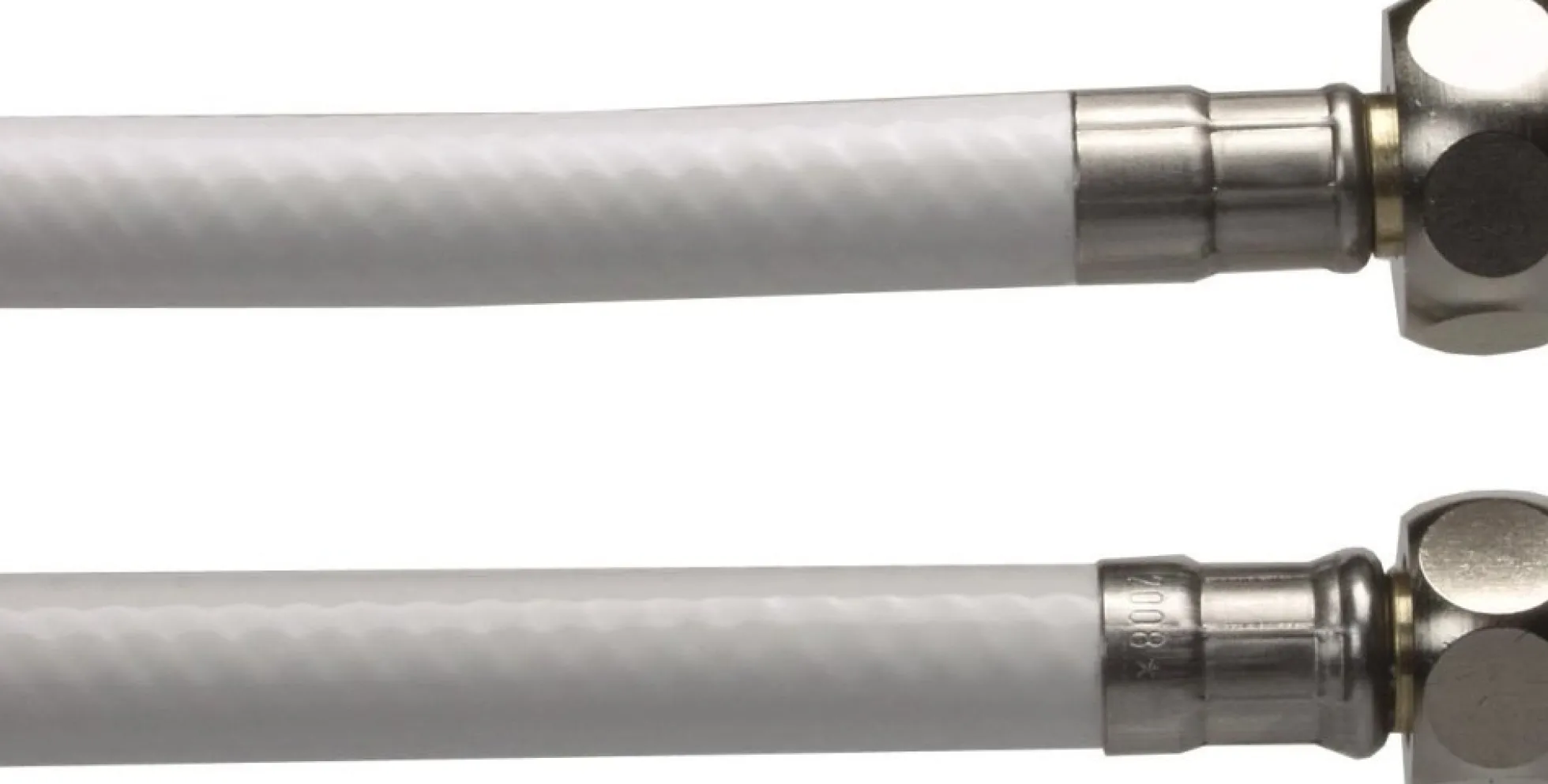 Tilslutningsslange af hvid PVC med omløbere, ⅜" x ½"