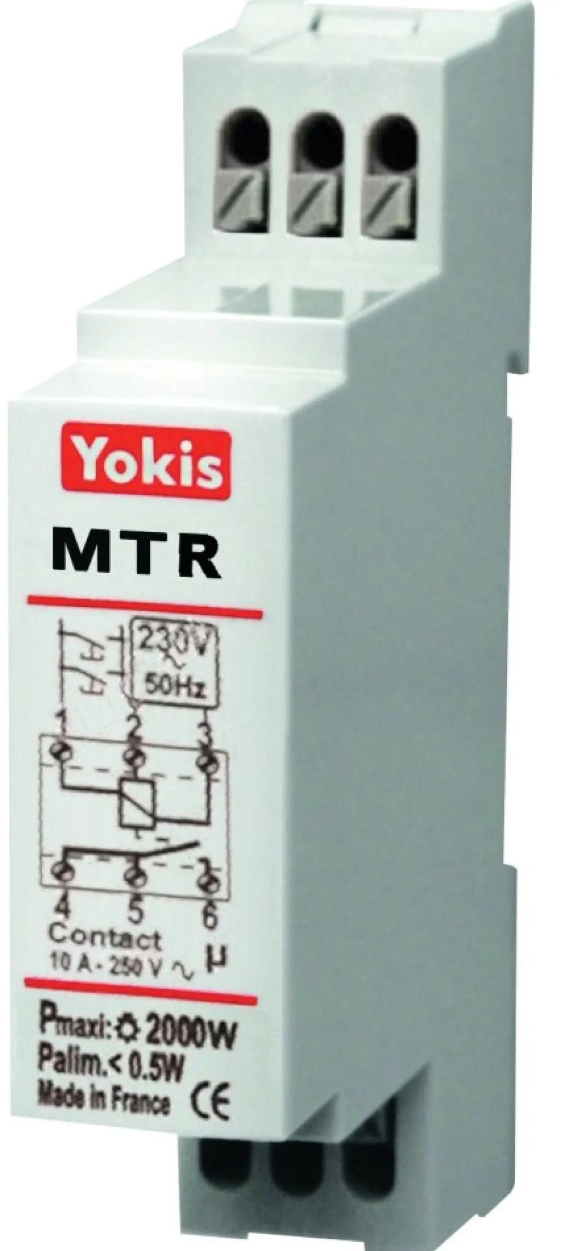 Toggle/tidsrelæ 2000W 2S-4T til din-skinne MTR2000M