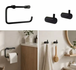 Toiletrulleholder, mat sort, rustfrit stål