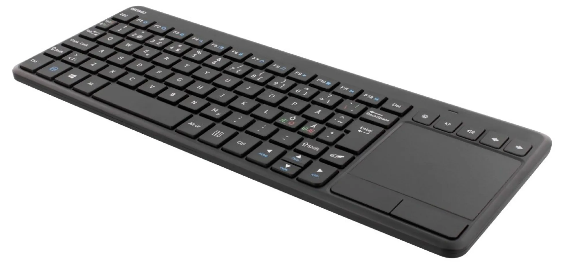 Trådløst Mini tastatur med touchpad (mus), sort
