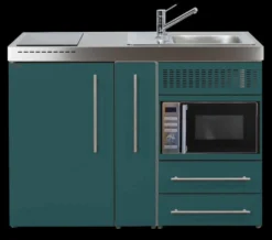 Trend premiumline minikøkken, 1200 mm, enkeltkumme, højre, petrol