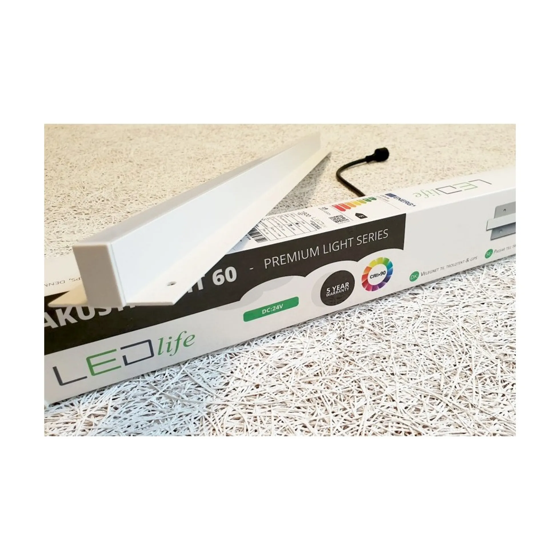 Troldtekt LED Skinnesæt, 4x120 cm, dæmpbar, planforsænket, fjernbetjening inkl. Akustilight & driver, 35W, 3600lm - LEDlife