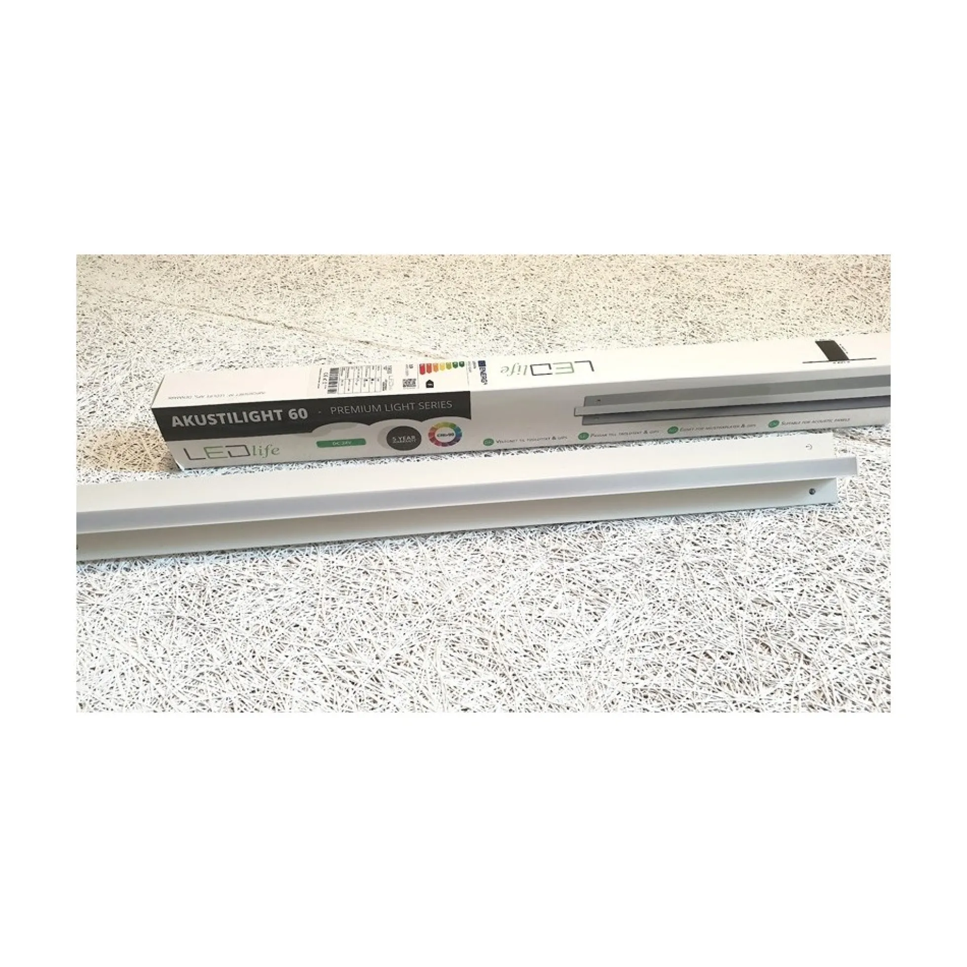 Troldtekt LED Skinnesæt, 4x120 cm, dæmpbar, planforsænket, fjernbetjening inkl. Akustilight & driver, 35W, 3600lm - LEDlife