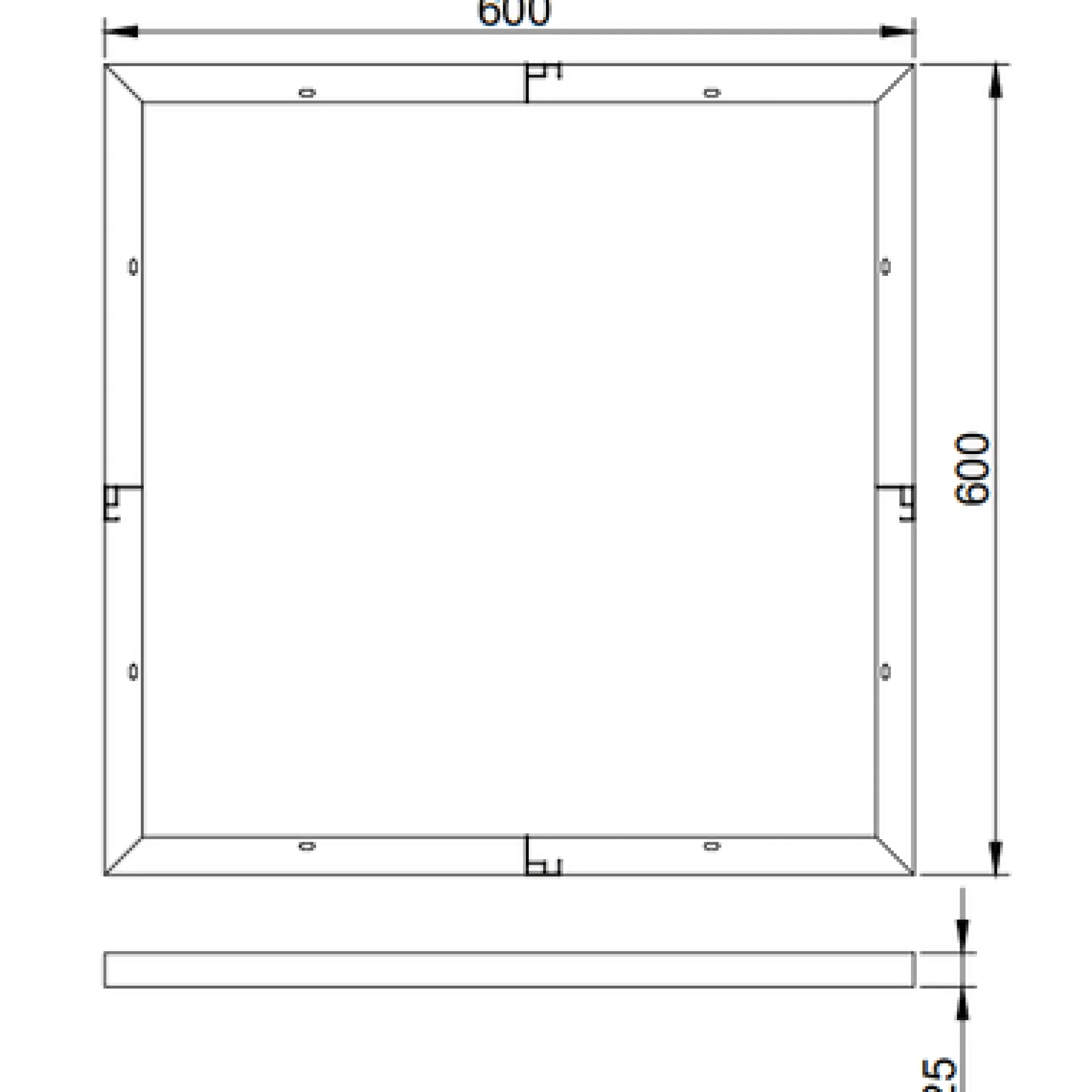 Troldtektramme til 60x60 LED panel, skruemontering