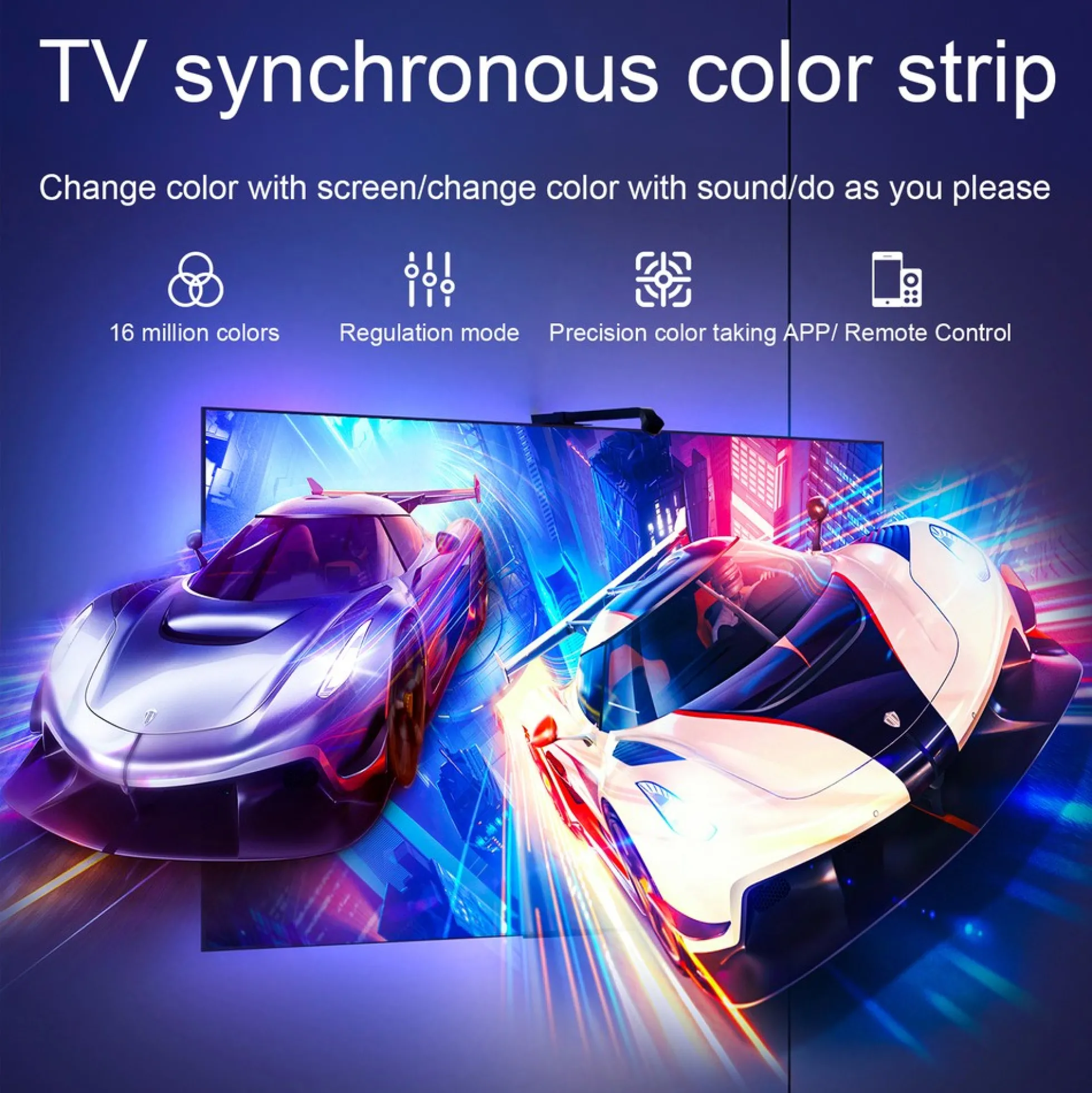 TV LED strip med TV-kamera, TV-baggrundsbelysning, 30 LED/m