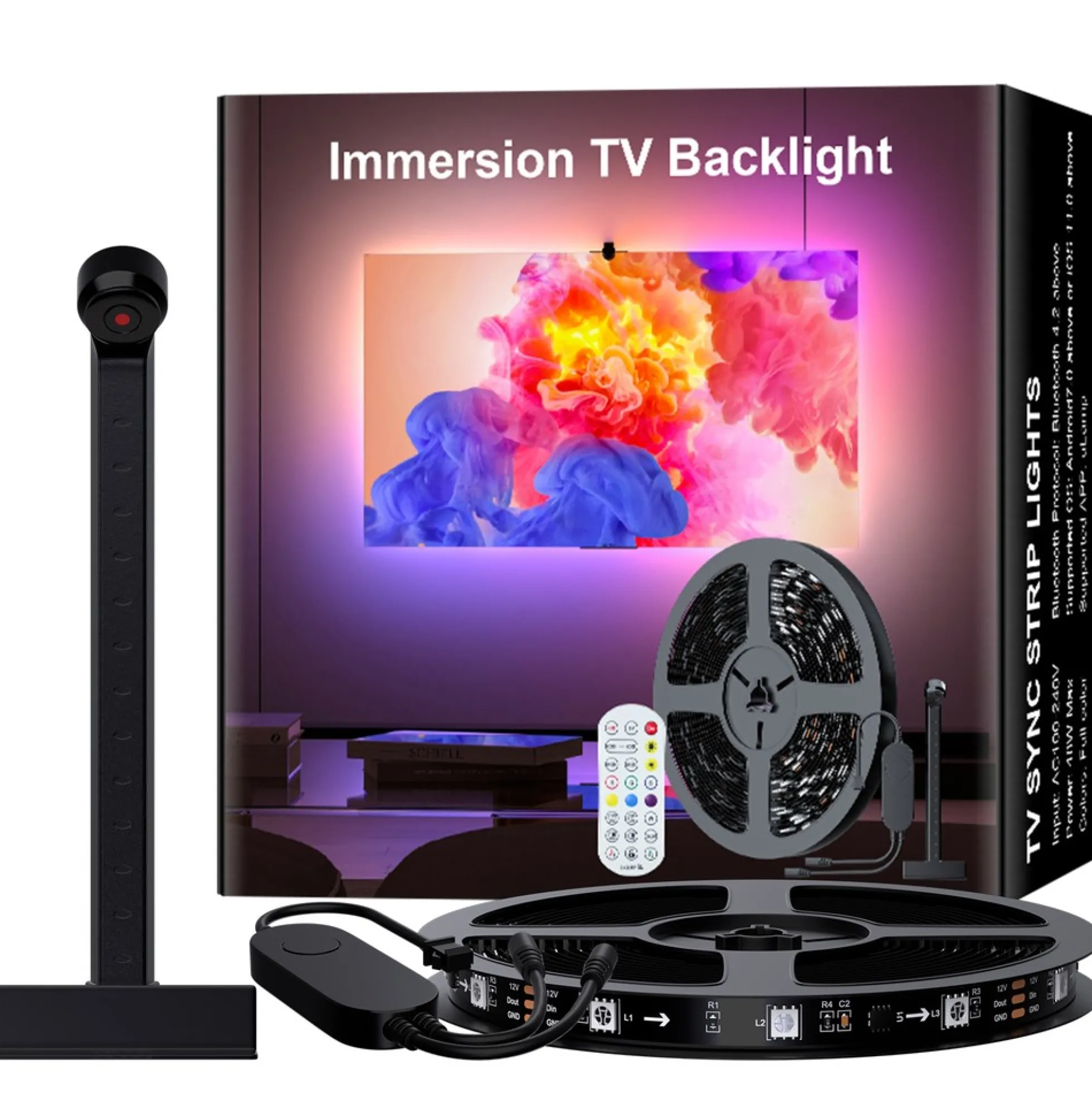 TV LED strip med TV-kamera, TV-baggrundsbelysning, 30 LED/m