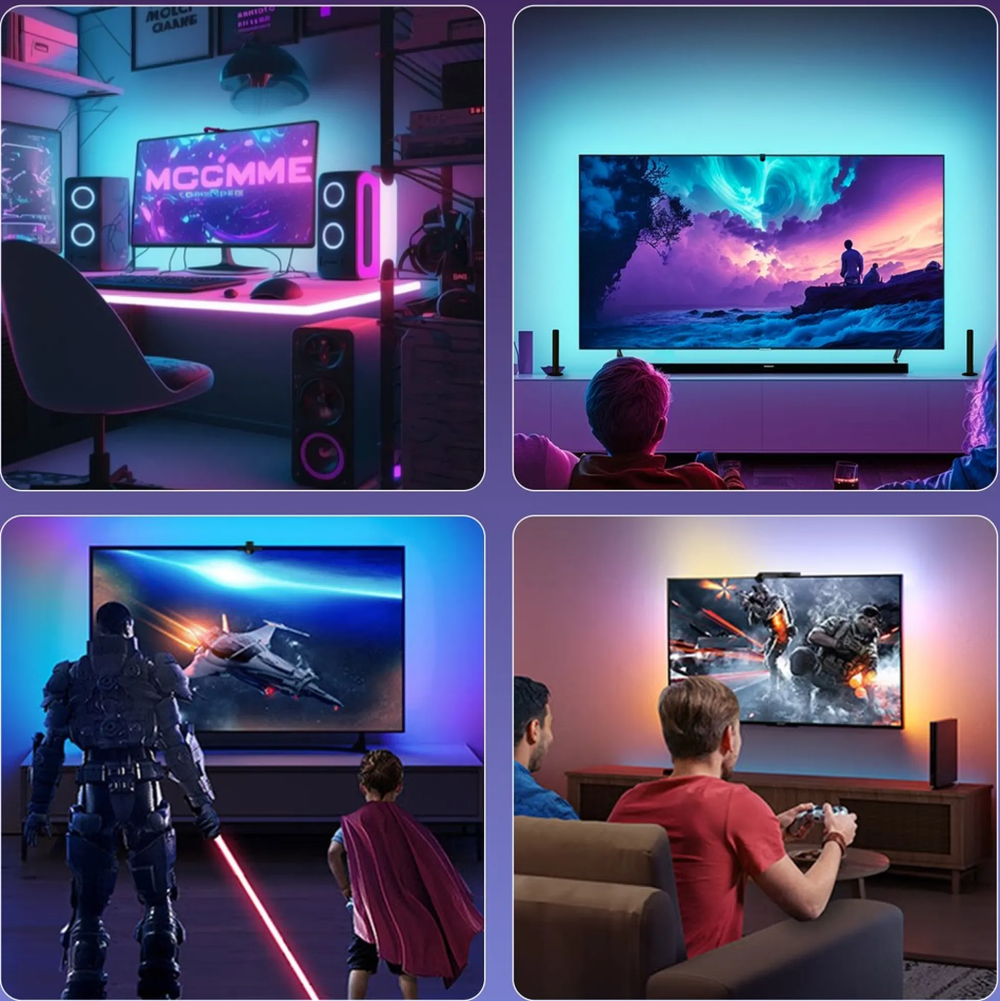 TV LED strip med TV-kamera, TV-baggrundsbelysning, 30 LED/m